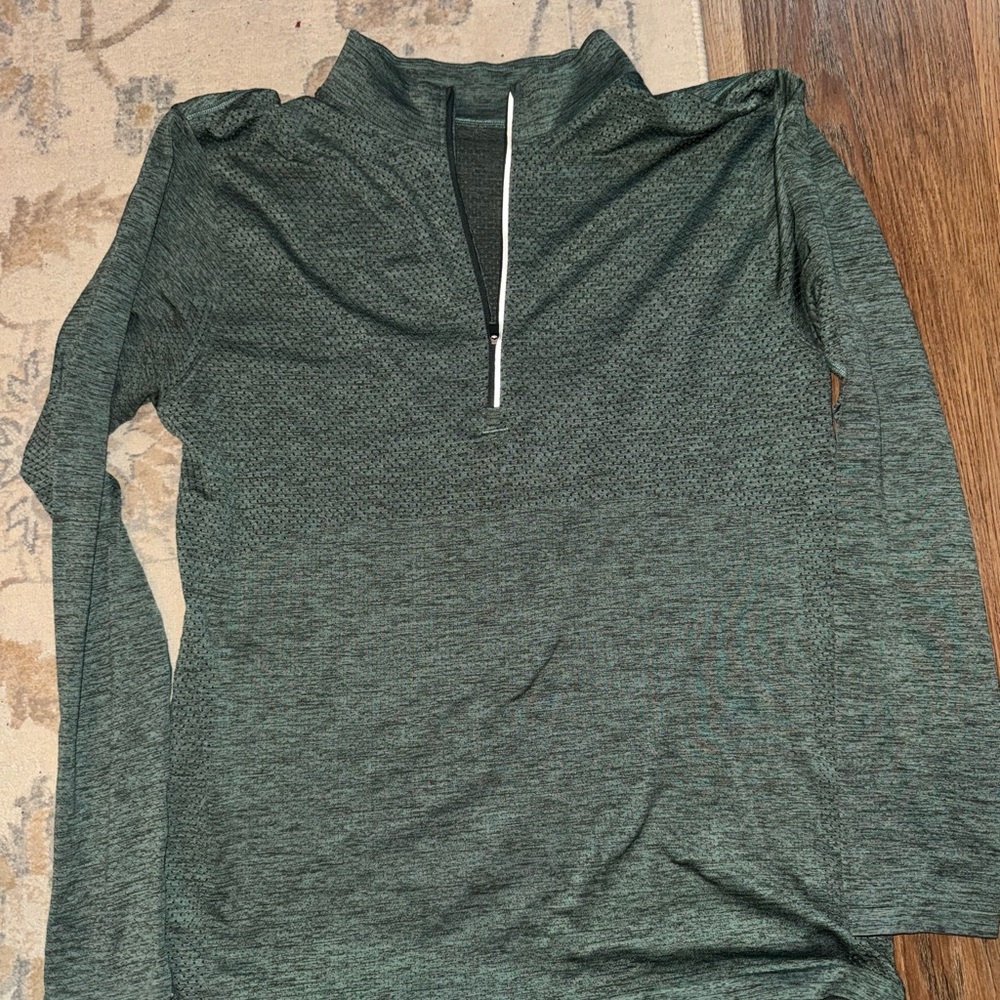 Green Long Sleeve Quarter-Zip Top